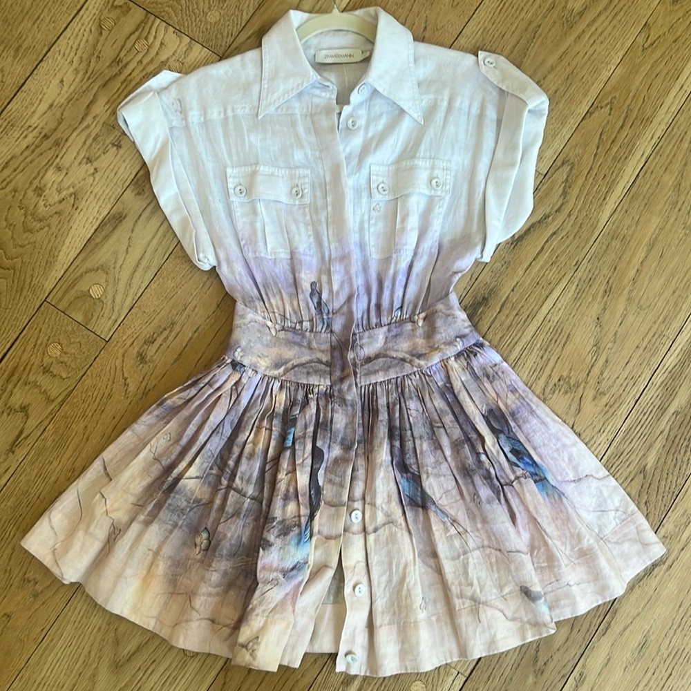 Zimmermann White and Purple Mini Dress